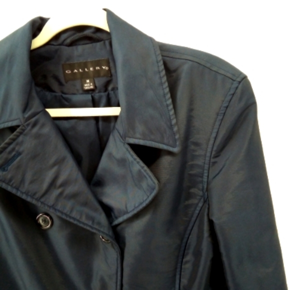 Gallery Navy Blue Vegan Rain Resistant Jacket Coat Puffer Nylon Blend M - Picture 10 of 10